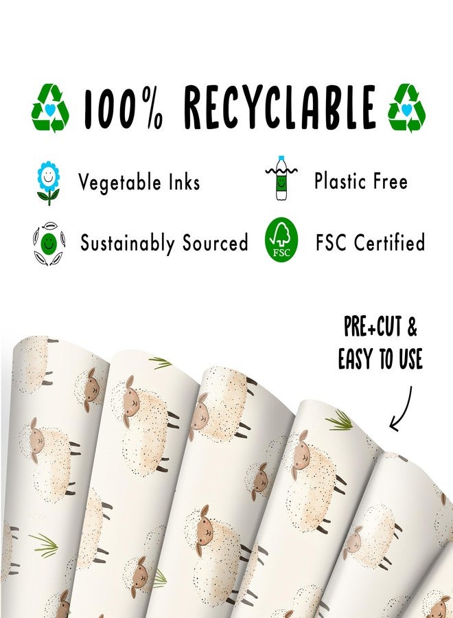 CENTRAL 23 Farm Animal Wrapping Paper - Sheep - 6 Sheets Of Gift Wrap For Kids Baby Boy Girl - Wrapping Paper For Birthday Baby Shower Baptism - Comes With Stickers - Image 3